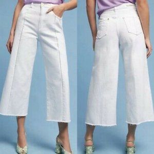 Anthropologie Pilcro and the Letterpress White Ultra High Waisted Wide Crop Jean